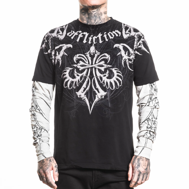 L/S 2FER SKELETON - BLK